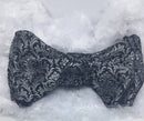 Black/Silver Silk Brocade Bow-Tie Set
