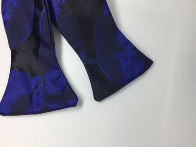 Royal Blue & Black Brocade Satin Bow Tie Set