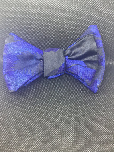 Royal Blue & Black Brocade Satin Bow Tie Set