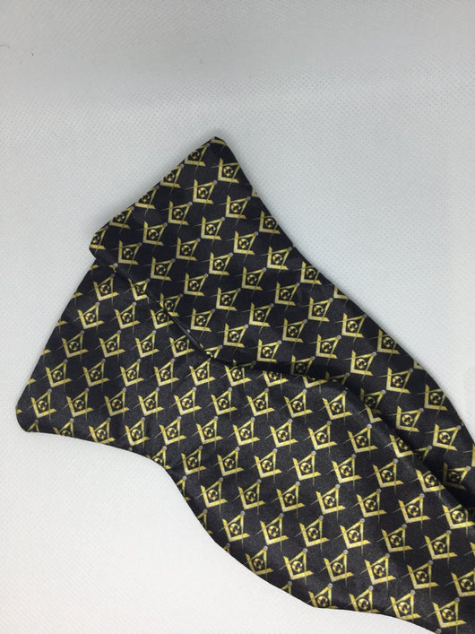 Black/Gold Silk Masonic Emblem Bow-Tie Set