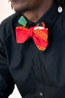 Ghanian Ankara Cotton Bow Tie Set-Red