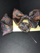 Multi-Color Paisley Silk Brocade Bow-Tie Set
